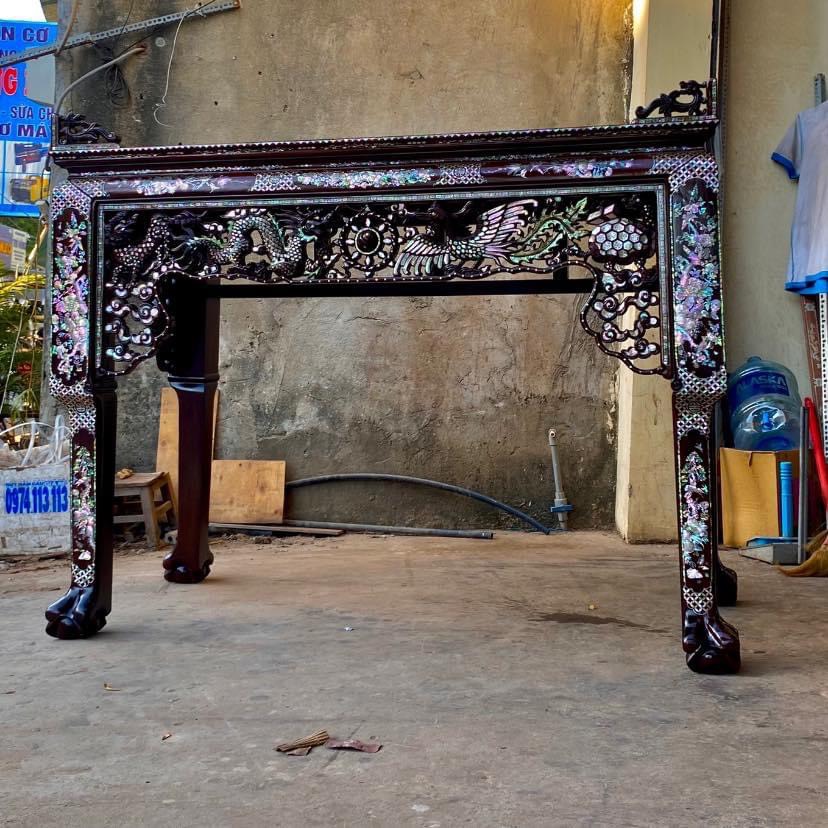 GHẾ NGHI THỜ CẨN ỐC XÀ CỪ GỖ GỤ (GÕ) CỠ ĐẠI TRẠM RỒNG PHỤNG MẪU RIÊNG KHÔNG DỤNG HÀNG